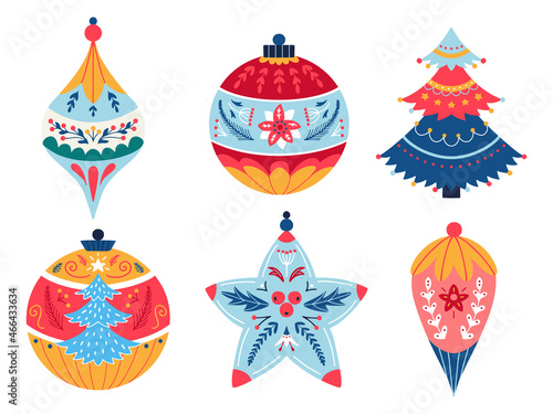 Christmas balls vector set Decor bauble elements