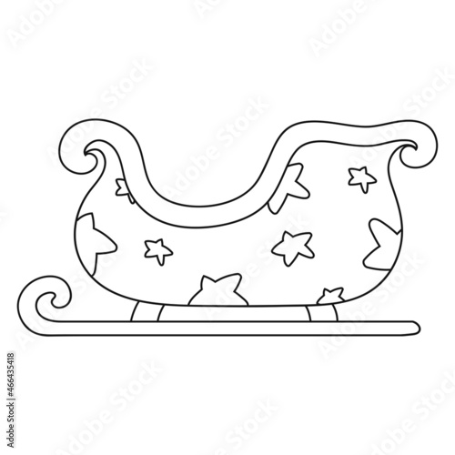 Christmas sleigh santa claus. Coloring book page for kids. Cartoon style. Vector illustration isolated on white background.