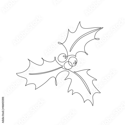 Abstract holly berries line drawing isolated on white background