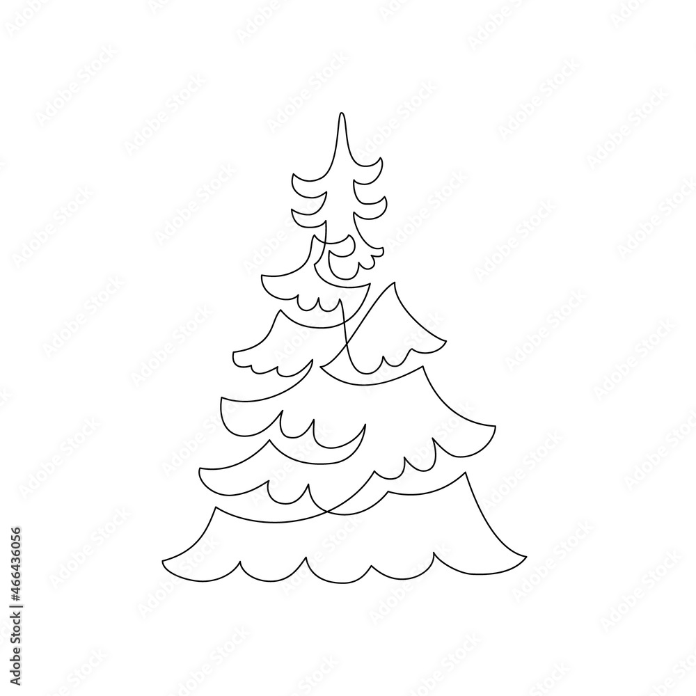 Fototapeta premium Abstract continuous line drawing of christmas tree.
