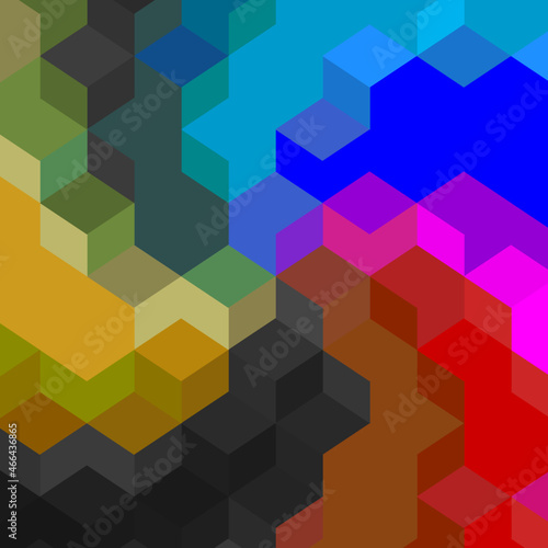 Abstract Geometric Hexagon 3D Colorful Pattern
