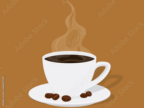 Cup of aromatic black coffee with steam vector illustration