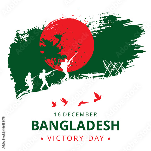 Illustration of Flag of Bangladesh and soldiers, Happy Victory day banner, Vector