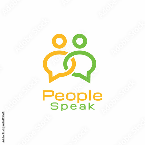 People Speak Bubble Chat Line Art Logo Design Vector