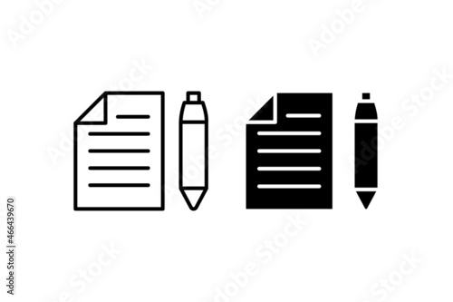 pen and paper document icon vector for websites