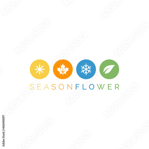 four seasons icon symbol logo design vector