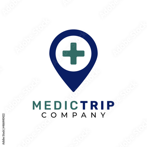 Medical Trip Pin Position Navigation Map Logo Design Vector