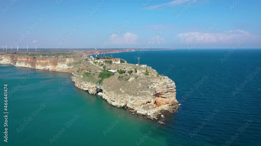 Tip of Cape Kaliakra on the Black Sea coast in Bulgaria, 4k drone video Tip of Cape Kaliakra on the Black Sea coast in Bulgaria, 4k drone video