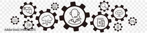 IT information technology, software, website content, network system, web design, mobile device, icon set editable stroke vector 