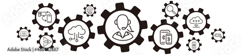 IT information technology, software, website content, network system, web design, mobile device, icon set editable stroke vector 