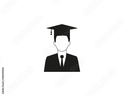 Man, graduation hat icon. Vector illustration. Flat design.