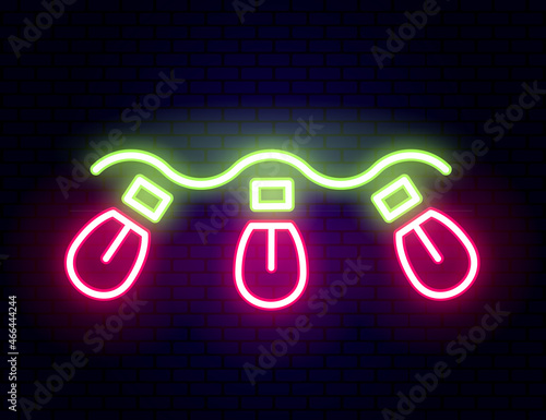 Merry christmas neon icon. Neon luminous symbol for New Year and Christmas projects greetings cards, posters, banners, flyers. Neon signboards, vibrant advertising.