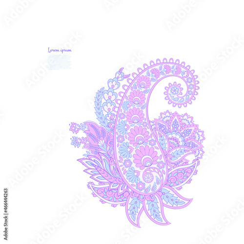 Paisley Vector Pattern. Floral Isolated Asian Illustration