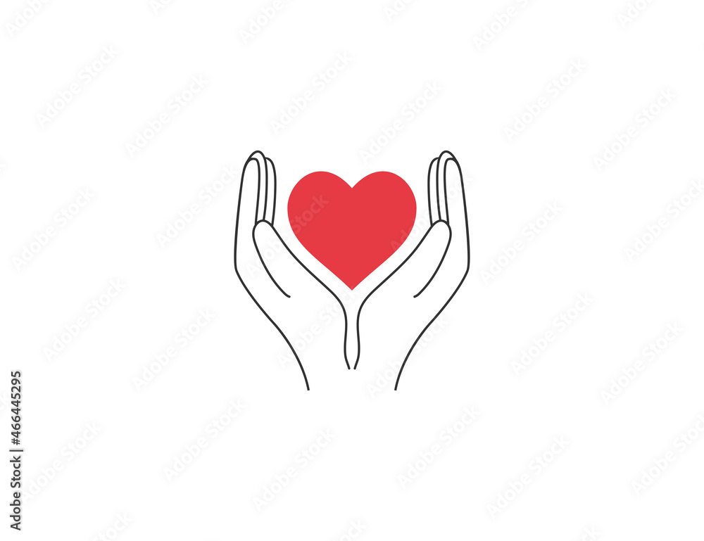 Hands of the heart icon. Vector illustration. Flat design. Hands of the heart icon. Vector illustration. Flat design.