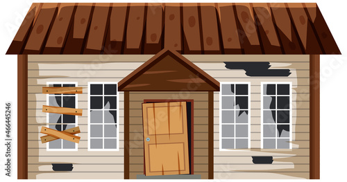 Abandoned house on white background