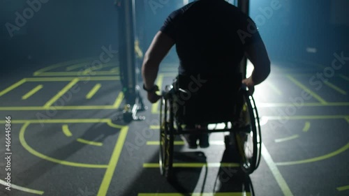 Wallpaper Mural Motivation, disabled athlete in wheelchair performs pull-ups on the horizontal bar, gym training and physical activity, people with disabilities, 4k slow motion. Torontodigital.ca