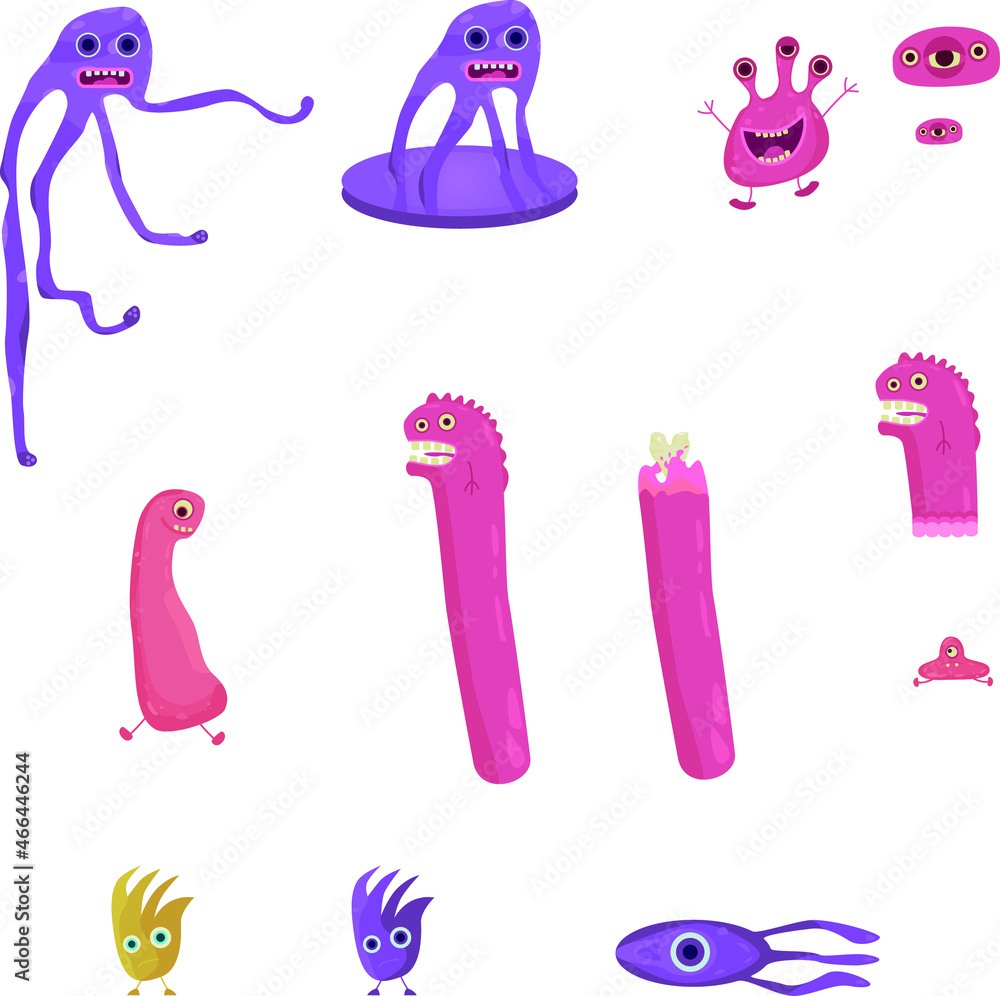 Monster set creepy kids drawing 12 twelve monsters cartoon colorful monsters Monster set creepy kids drawing 12 twelve monsters cartoon colorful monsters