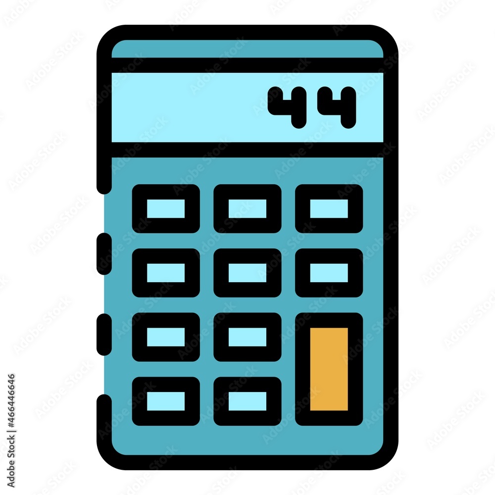 Manual calculator icon. Outline manual calculator vector icon color flat isolated Manual calculator icon. Outline manual calculator vector icon color flat isolated