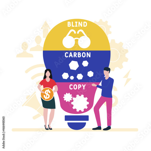 BCC - Blind Carbon Copy  acronym. business concept background.  vector illustration concept with keywords and icons. lettering illustration with icons for web banner, flyer, landing