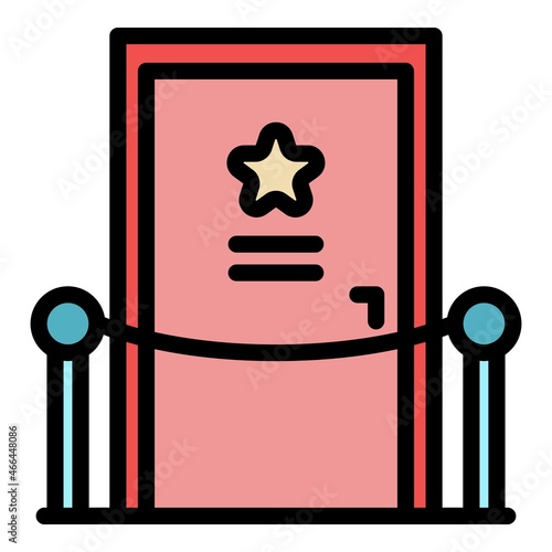Actor dressing room door icon. Outline actor dressing room door vector icon color flat isolated