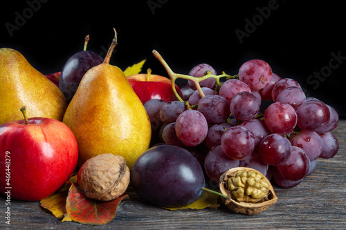 Autumn still life with fruit and nuts