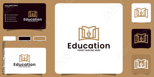 book and pen logo for education, business card and template design