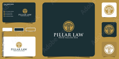 law pillar logo justice logo template and business card design