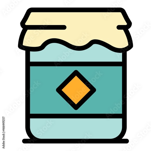 Food jar icon. Outline food jar vector icon color flat isolated