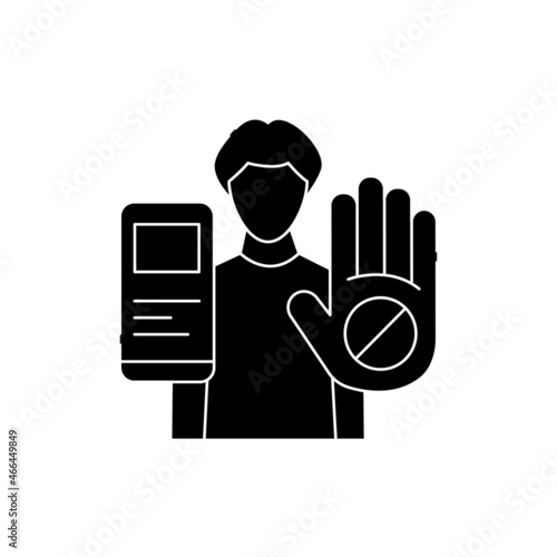 Refusal to buy gadgets for children olor line icon. Pictogram for web page, mobile app, promo