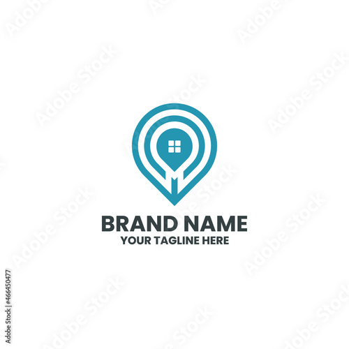 map pin home logo design, House point location or GPS navigation icon.