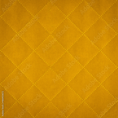 Принти на полотні Yellow mustrad colored seamless natural cotton linen textile fabric texture pattern, with diamond quilted, rhombic stiching