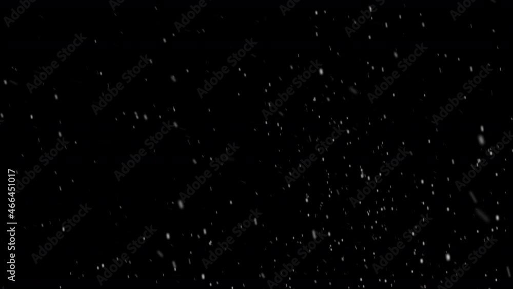 Vivid Snow Particle Overlay With Alpha Channel. 30 Seconds Windy Snowfall 4k. 