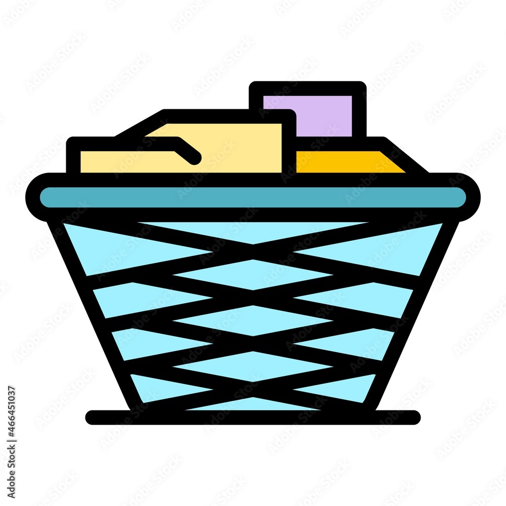 Laundry basket icon. Outline laundry basket vector icon color flat isolated Laundry basket icon. Outline laundry basket vector icon color flat isolated