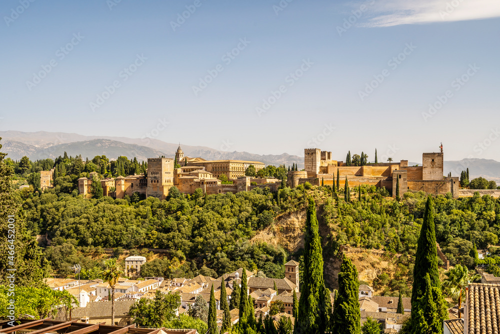 Arabic palace complex called Alhambra in Granada, Spain