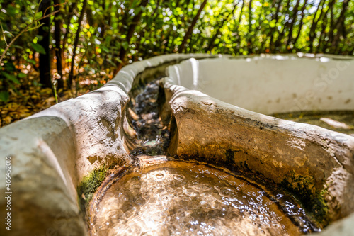 Water flowing in Generalife garden in palace complex called Alhambra in Granada, Spain photo