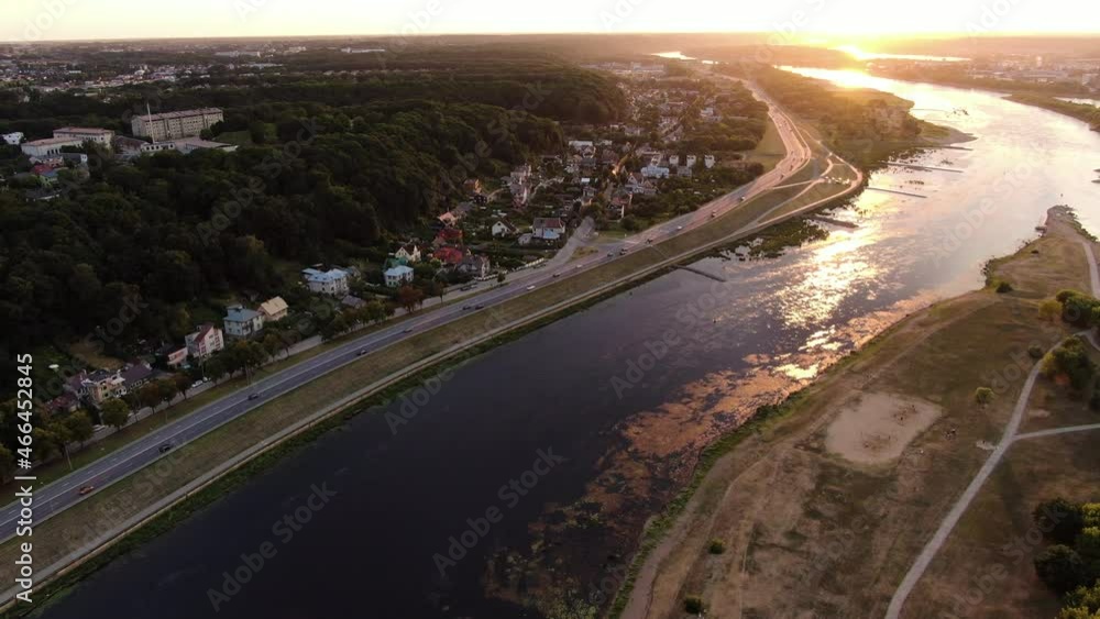 Nemunas and Neris confluence and Marvele district, aerial drone view Nemunas and Neris confluence and Marvele district, aerial drone view