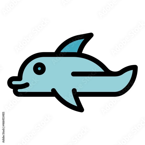 Dolphin toy icon. Outline dolphin toy vector icon color flat isolated