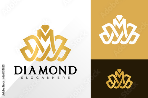 Letter m diamond shop logo and icon design vector concept for template