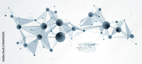 Vector molecules scientific chemistry and physics theme vector abstract background, micro and nano science and technology theme, atoms and microscopic particles.