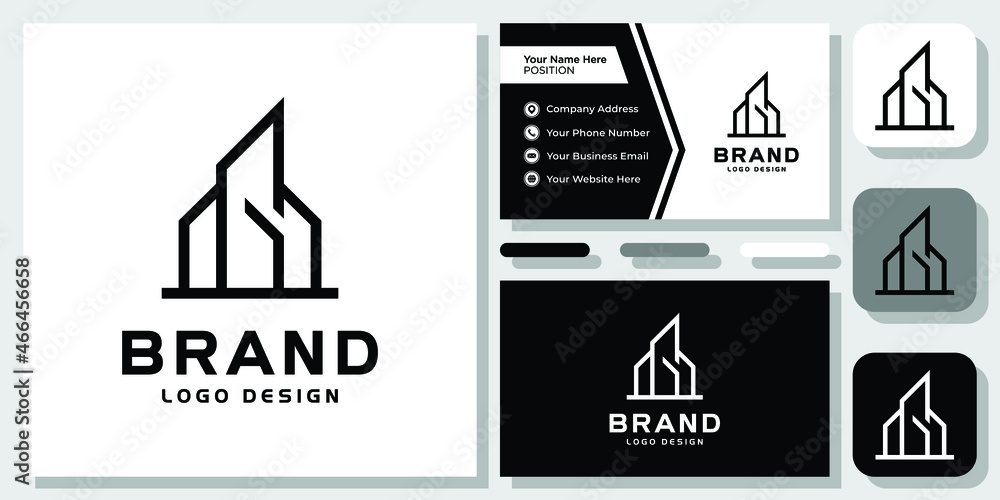 Fototapeta premium Initial Letter G Buildings Monogram Real Estate Apartment Logo Design with Business Card Template