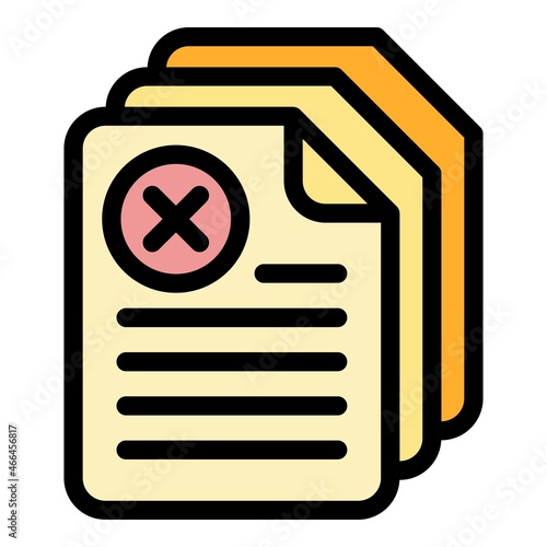 Cancel docs icon. Outline cancel docs vector icon color flat isolated