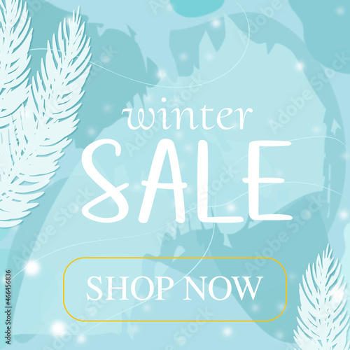 Winter sale banner. Winter sales banner design. For shopping promotion, online, advertising or web banner, poster, background, flyer, invitation card, design template with winter elements. 