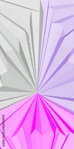 Abstract linear textured vector art background for design, psycho hypnotic futuristic 3d space inside the box or room. Fantastic psychedelic trendy modern op art, optical dimensional illusion.