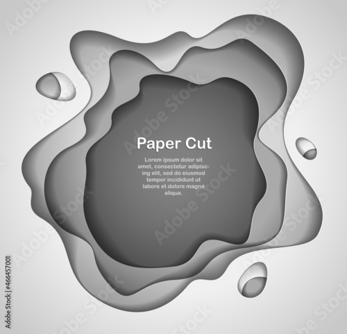 Abstract grey paper cutout curvy shapes layered, vector illustration in paper cut style. layout for business card, presentations, flyers or posters.