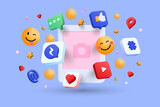 Modern 3d illustration of Blank Social media post concept