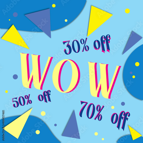 Vector illustration of sale template on blue background for holidays and seasonal special offer banner. Banner design for for shopping promotion, online, advertising or web banner, poster 
