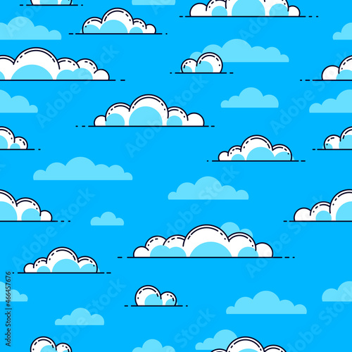 Clouds seamless background, weather and outdoors, cloudscape sky, vector wallpaper or web site background.