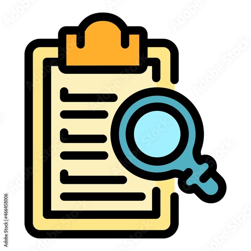 Inspect clipboard icon. Outline inspect clipboard vector icon color flat isolated