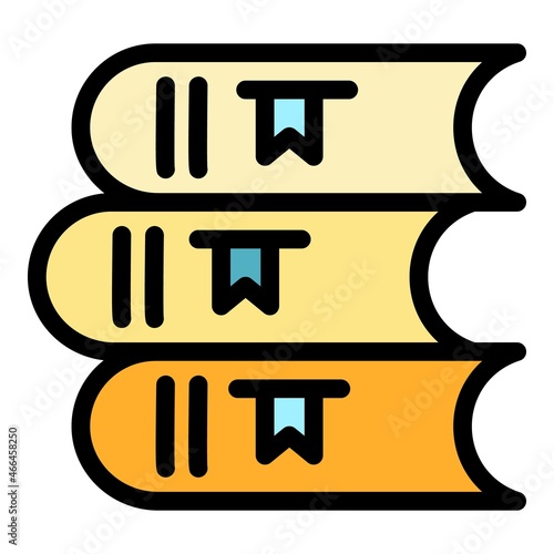 Stack of books icon. Outline stack of books vector icon color flat isolated