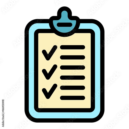 Checklist report icon. Outline checklist report vector icon color flat isolated